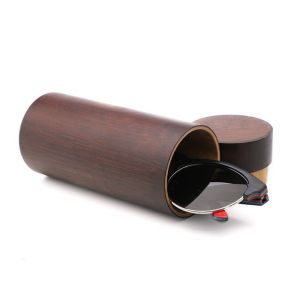 XIAHU Mượt mà Hộp đựng kính bằng tre Nhẹ Hình dạng cột Hộp đựng kính mắt Retro Nâu Hộp đựng kính bằng gỗ dành cho kính râm