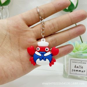 Cartoon Cute Ocean Animal Keychain Pendant Starfish Crab Turtle Shell Conch Dolphin Doll Toy Car Keychain
