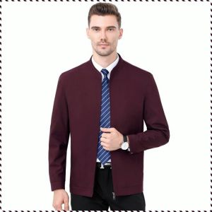 เสื้อแจ็คเก็ตผู้ชายลําลองฤดูใบไม้ร่วง ระบายอากาศได้ เสื้อแจ็คเก็ตคอตั้ง ปกตั้ง ซับในแสดงรายละเอียด