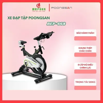 Xe Đạp Tập Thể Dục Poongsan BEP-668 – 8 Mức Lực Đạp – Bánh Đà Lớn – Màn Hình LCD