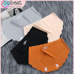 oobest กางเกงชั้นในผิวไร้รอยต่อกางเกงในผ้าไหมน้ำแข็งขอบคลื่นไร้รอยต่อแห้งเร็วระบายอากาศได้กางเกงผ้าฝ้าย