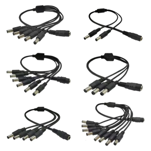 1 Female To 3/4/5/6/7/8 Male Plug Barrels Connector Power Adapter Connector Cord for LED Strips Light CCTV Camera