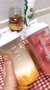 Klimo 1Pc 450ml Transparent Airtight Food Canister Multi-Purpose Sealed Storage Jar Portable Drink Cup