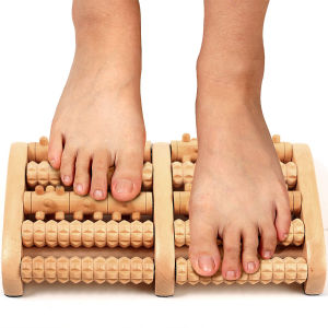 Wooden Foot Massager Roller with Bi-Directional Control - Plantar Fasciitis Relief Heel Spur & Neuropathy Pain Reduction Fatigue Relief Foot Massage Tool for Men & Women