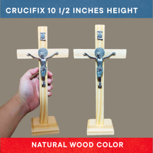 Elegant Natural Wood Color Crucifix 10 1/2 Inches Height Religious Home Decor Accent