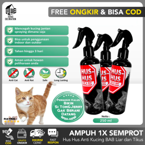 HUS HUS SEMPROTAN KUCING (AMPUH 100%) 250ml Parfum Anti Kucing Tikus Liar Bandel BAB Sembarangan / Alat Spray Cairan Obat Anti Cat Rat Repellent Bahan Alami Tidak Mengandung Racun Aman Obat Karbol Sereh Anabul yang Berak Asal Bau PUP Pengusir Tikus Nyamuk