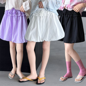 Fashionable Teens Girls Flower Bud Pantskirt White Black Purple Color Summer Quick-Drying Loose Casual Cute Children Cool Shorts