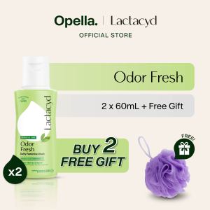 [Buy 2 Free Gift] Lactacyd Odor Fresh Feminine Wash 2x60mL  - Pembersih Kewanitaan untuk Bebas Bau Tak Sedap 24 Jam + FREE GIFT