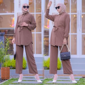 ONE SET CRINKLE PREMIUM / SETELAN WANITA TERBARU 2024 / TWO PIECE SET WANITA / ONE SET KEMEJA WANITA IMPORT / SETELAN WANITA KOREAN STYLE / SET CRINKLE PREMIUM DEWASA / SET WANITA IMPORT TERBARU KEKINIAN / SET BLOUSE DAN CELANA TERBARU