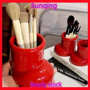 SQ Stationery [Flash Sale] Màu Đỏ Khởi Động Giáng Sinh Trang Trí Chủ Bút Đa Chức Năng Bàn Tổ Chức Trang Điểm Bàn Chải Chủ Máy Tính Để Bàn Văn Phòng Nghệ Thuật Nguồn Cung Cấp Lưu Trữ