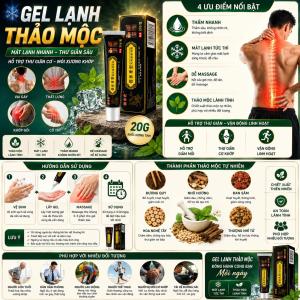Gel Lạnh Thảo Mộc 20g Giảm Mỏi Cơ Xương Khớp Gel Massage Đau Vai Gáy Đau Lưng Thấm Nhanh