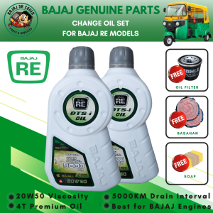 Basic Kit for BAJAJ RE FI FL Models (1PC Oil Filter + 2Liter Oil) DTS-i 20W50 Digital Twin Spark Ignition Technology Oil