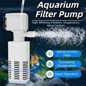 PETPARADIS 3 in 1 Aquarium Filter Pump Silent Operation Energy Efficient Water Filter Pump Strong Power Built-in Filter Fish Tank Internal Filter Water Circulating
