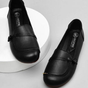 IELGY 2024 Brown Leather Shoes Soft Versatile British Casual Mules Women