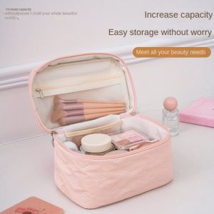 YISHA Waterproof Women Makeup Bag Large Capacity Square Travel Washroom Bag Portable Double Zipper Cosmetics Storage Bag Travel
