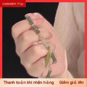 CS Trung Quốc Phong Cách Retro Màu Xanh Lá Cây Tre Doanh Đính Cườm Vòng Đeo Tay Cho Phụ Nữ Của Thời Trang Đơn Giản Quyến Rũ Hợp Kim Lá Vòng Đeo Tay Đồ Trang Sức Quà Tặng