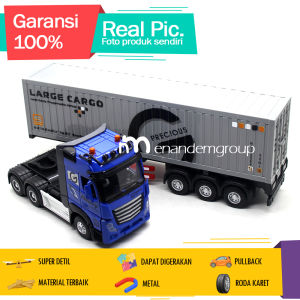 Diecast Miniatur Mainan Mobil Kontainer Truk Trailer Transport Heavy Cargo Metal Skala 1/24 Jumbo