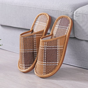 New Summer Home Bamboo Woven Rattan Slippers For Women And Couples Spring And Autumn Non-Slip Indoor Floor Mat For Maternity Use