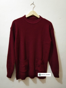 Pocky Sweater Rajut 12 Get Wanita Korea Lengan Panjang Saku atasan wanita