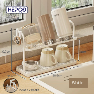 304 Stainless Steel Cup Holder Cutting Board Holder With Water Tray and Anti Slip Silicone Pad