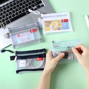 SOTOP กระเป๋าใส่บัตร กระเป๋าเหรียญสองชั้น เปลี่ยนถุงเก็บของ กระเป๋าเครื่องสำอาง ถุงตาข่ายใส น่ารักน่ารักๆ สีทึบทึบ กระเป๋าใส่เหรียญขนาดเล็ก สำหรับผู้หญิง