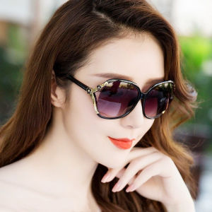 Womens Fashion Camellia Hollowed Out Paint Rose Versatile Large Frame Sunglasses