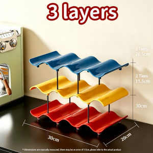 Allieuka 2/3/4 Multi Layer Cup Holder Rack Wave Shape Large Capacity Countertop Cup Storage Organizer Stand