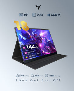 【Local Warehouse】VFLOW Portable Monitor Portable Monitor 18 Inch 2K QHD 144Hz Ultra-Slim for Laptop Monitor External monitorDual Speakers Extender Display. with Smart Cover for LaptopPC Phone Xbox switch PS4/5【Delivered Whinin 72 Hours】