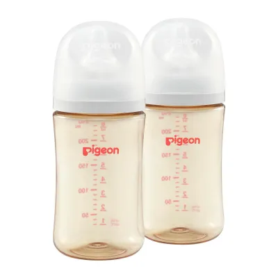 Pigeon(PIGEON) Softouch Peristaltic Plus Wide Neck Ppsu Bottle Orange 240Ml Twin Pack - By First Few Years