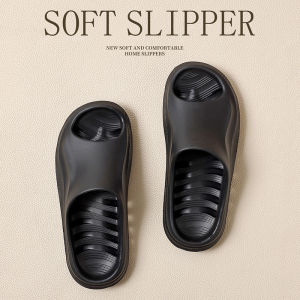 [Free Shipping] Home Bathroom Anti-Leakage Slippers For Men Summer Thick-Soled Non-Slip Bathing Slippers Quick-Dry Side Hollow-Out Sandals For Women
