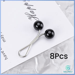 Yolanda 8Pcs คลิปหนีบเอวกางเกง แขนเสื้อ ปรับขากางเกง ปรับความยาว หัวหมุดประดับมุกเทียม Fashion Pins