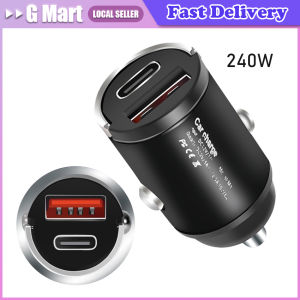240W Car USB Charger Super Charge USB-A USB-C Cigarette Lighter Adapter Hidden Phone Charger