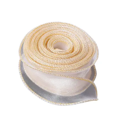 TONYOOG 10 Yards Length Organza Ribbon Wired Design 4cm Width Solid Color Ribbon Craft Ribbon Satin Texture Fishtail Ribbon Flower Bouquet