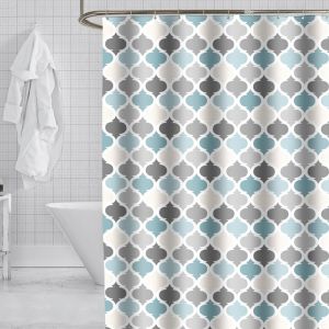 【Mall Quality】180/200/220/240cm Langsir Tirai Mandi Kalis Air Bilik Mandi Colorful Lantern Mosaic Lattice Plaid Pattern Shower Curtain Black White Gray Blue Beige Brown Thickened Polyester Waterproof Shower Curtains Toilet Bathroom Shower Curtain