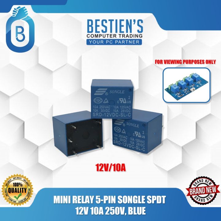 Mini Relay 5pin C MINI RELAY 5-PIN SONGLE SPDT 12V 10A 250V, BLUE | Lazada PH