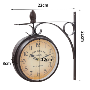 Wall Clock Double Sided Wall Clock Wall Mounted Retro European Double Side Metal Hanging Clock With Bracket For Outdoor Home Garden Decor Gift