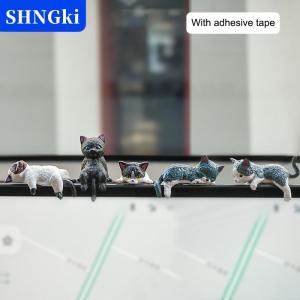 SHNGki 5PC Xe cảnh quan mèo đồ trang trí dễ thương phim hoạt hình mèo trang trí xe trung tâm giao diện điều hướng Màn hình ngủ mèo trang trí thu nhỏ