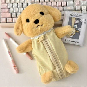 Soft Plush Cartoon Pencil Case Zipper Closure Stationery Bag Large Capacity Storage Pouch Portable