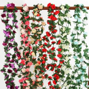 NALANILI Silk Simulated Rose Vine 10 Styles 1.8/2.2M Fake Vine Strips Flowers High Quality Outdoor Arch Ornament Artificial Flowers Vine Realistic Decoration
