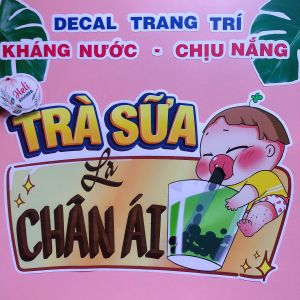 Decal Trang Trí QUỲNH AKA - TRÀ SỮA LÀ CHÂN ÁI Loại 1 ✨ Hình Dán Trang Trí Decor Quán Trà Sữa Cà Phê Sinh Tố Nước Ép - Sticker Kháng Nước Chịu Nắng Cắt Sẵn.