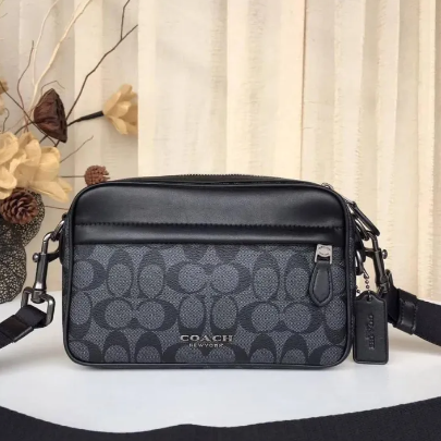 Coach purse black hot sale and gray