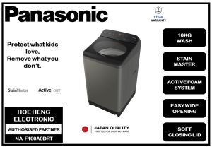 PANASONIC 10KG TOP LOAD WASHING MACHINE FOR STAIN CARE / NA-F100A9DRT