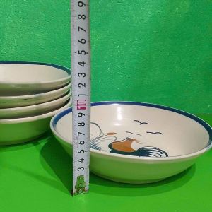Combo 5 dĩa ăn cơm lòng sâu 20 cm hàng vẽ tay thủ công ( gốm sành)