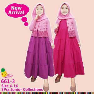 Little pineapple cardigan dress gamis Daisy hijab anak 4-9Y