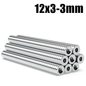 10/20/50/100Pcs N35 Super Strong Magnet 12mm X 3mm Hole 3mm Round Magnetic NdFeB Neodymium Magnet Powerful Disc imanes with hole