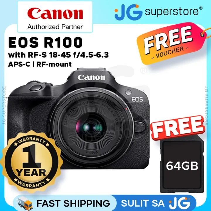 Canon EOS R100 Mirrorless Digital Camera with RF-S 18-45mm f/4.5-6.3 IS ...