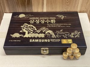 An Cung Ngưu Hoàng Hoàn Trầm Hương Samsung Jangsoo Hwan Cao Cấp Hàn Quốc Hộp Gỗ 60 Viên Phòng Ngừa Tai Biến Đột Quỵ