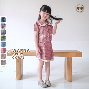 MARVES Donna Set Setelan Baju Rok Anak Perempuan Korean Style Bahan Tweed Usia 1 Hingga 14 Tahun