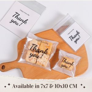 100PCS Thank You 10x10 Cm and 7x7 Cm Food Packaging Cookie Bag Resealable Nougat Gifts Self-adhesive