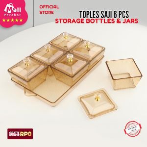 Mall perabot | Toples Akrilik Idul Fitri 6 In 1 | Nampan Saji Transparan Mewah | Tempat Cemilan Snack Buah Kotak